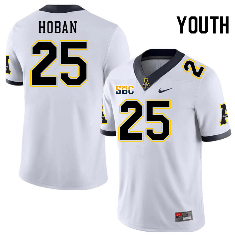 Youth #25 Blake Hoban Appalachian State Mountaineers College Football Jerseys Stitched-White